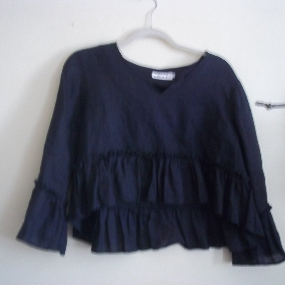 LINEN TOP BLACK XS
